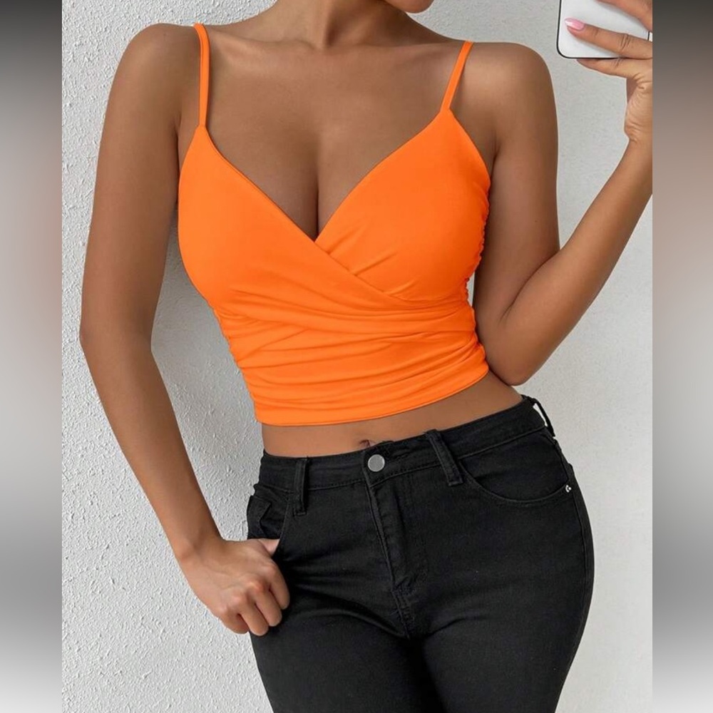 Elegant Orange Wrap Top